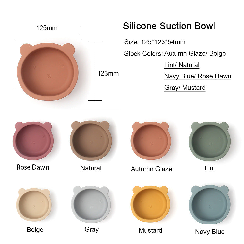 Children's tableware baby bowl children's silicone suction cup bowl bear food supplement bowl