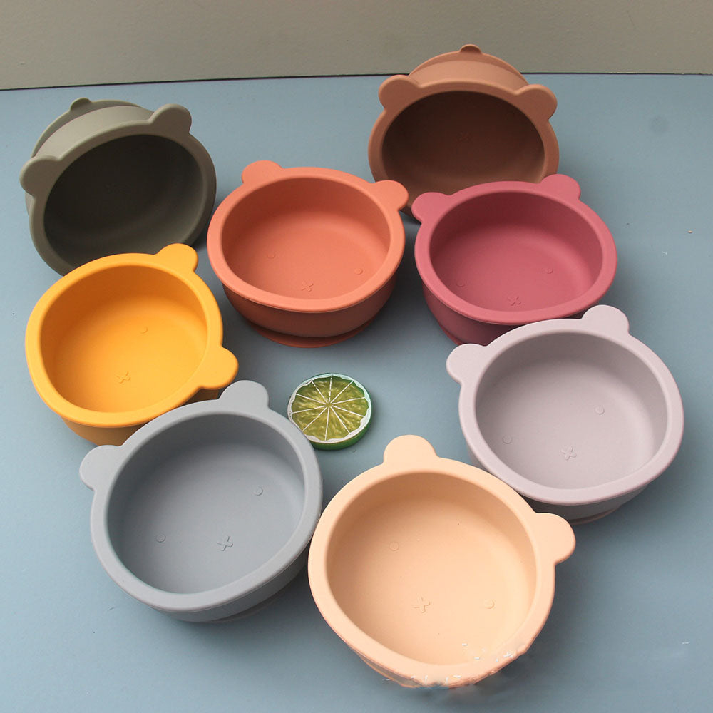 Children's tableware baby bowl children's silicone suction cup bowl bear food supplement bowl
