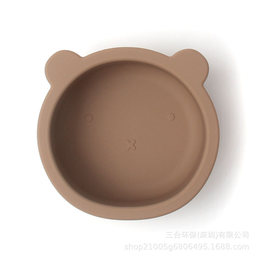 Children's tableware baby bowl children's silicone suction cup bowl bear food supplement bowl